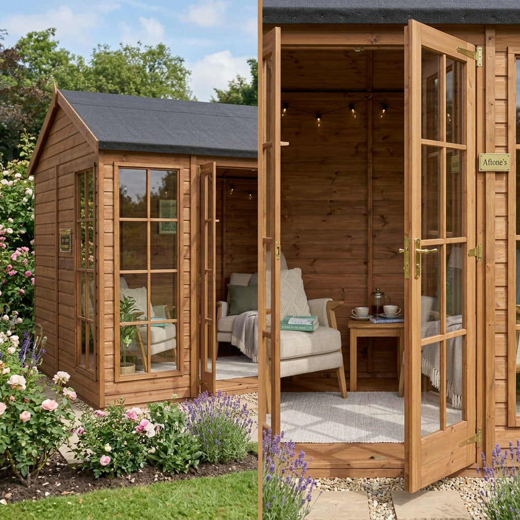 10x6 ft Apex Roof Summerhouse – Double Doors & Full-Height Windows, Scandinavian Redwood