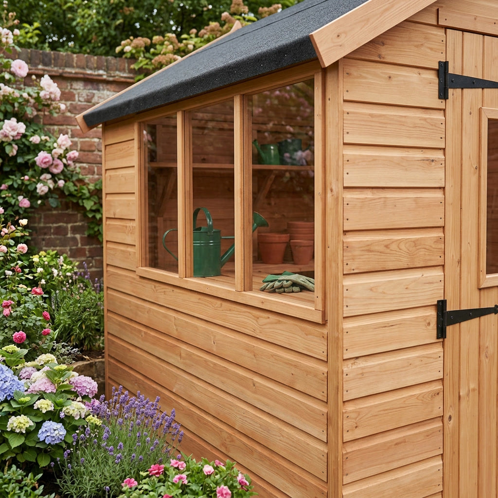Apex Roof Garden Shed 8x6 ft with Windows – 12mm Shiplap Scandinavian Redwood