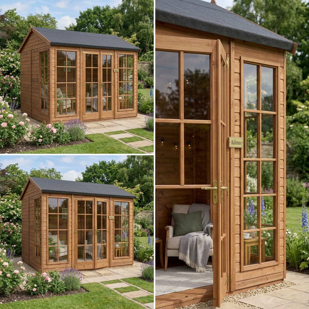 10x6 ft Apex Roof Summerhouse – Double Doors & Full-Height Windows, Scandinavian Redwood