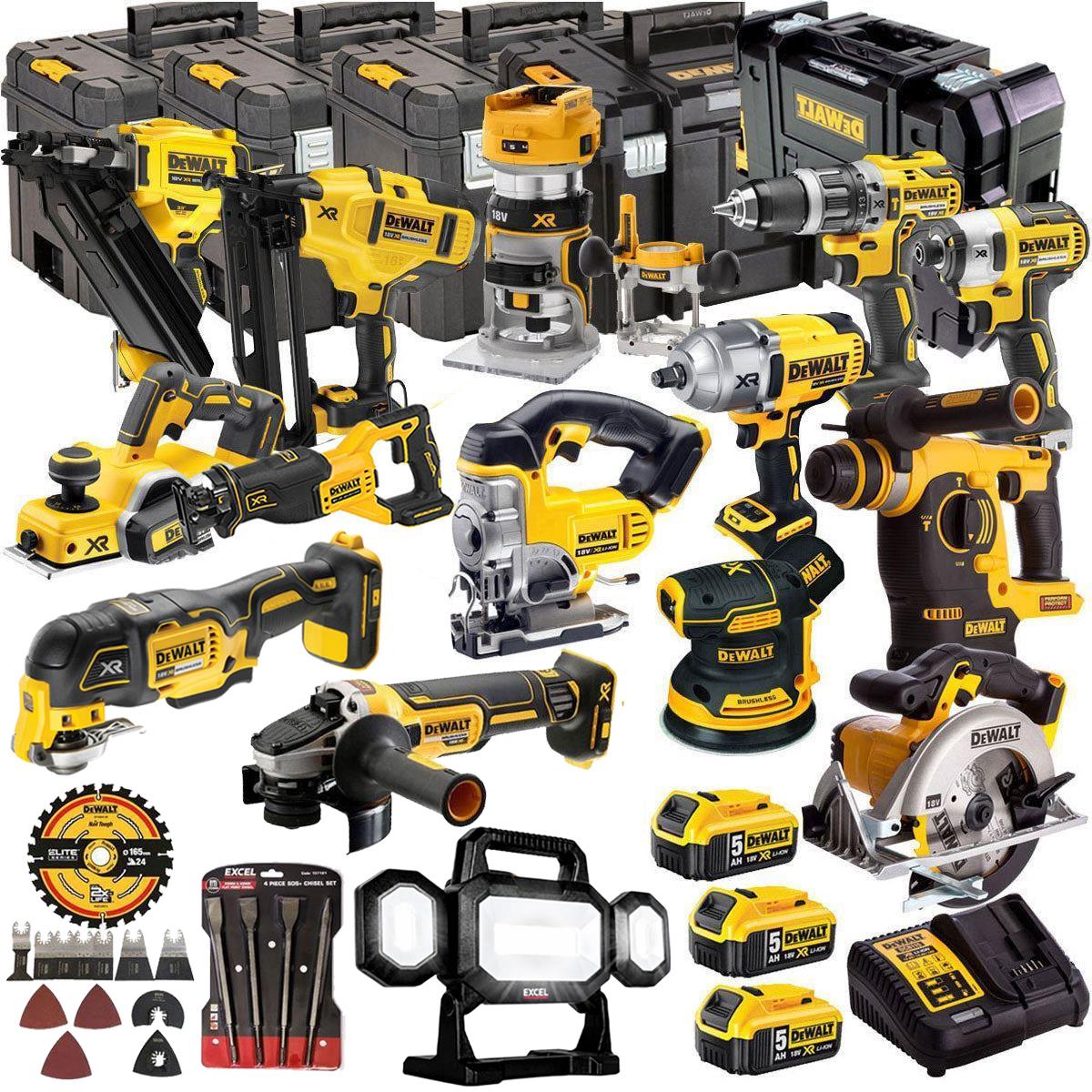 DCKT4T15B4A 18V 3 x 5.0Ah Batteries XR Li-Ion 15 Piece Toughsystem Kit with Accessories Set