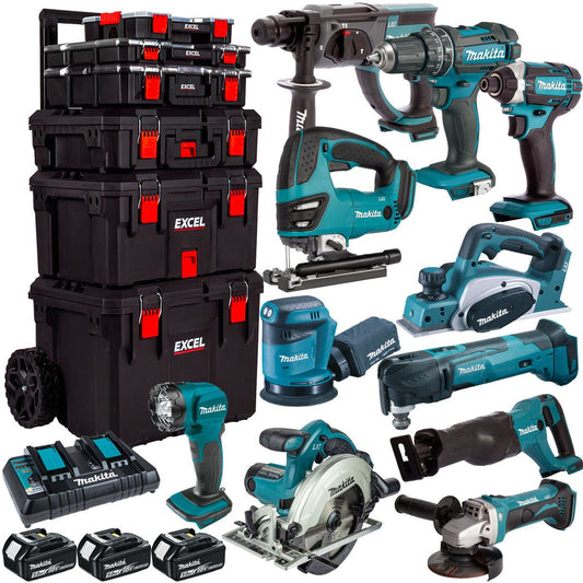 18V 11 Piece Power Tool Kit with 3 x 5.0Ah Battery & Trolley Toolbox